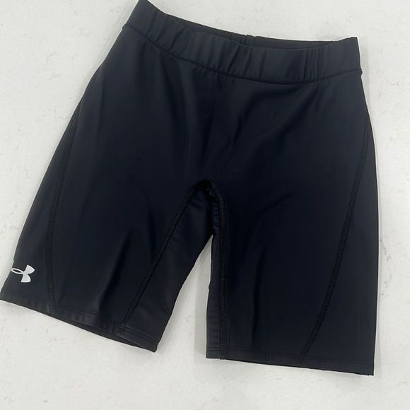 Womens Under Armour Compression Long Bike Shorts MEDIUM Athletic Black - Picture 1 of 4
